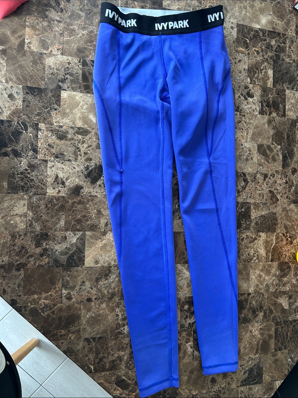IVY PARK Women’s Active Leggings - Cobalt Blue with Black Waistband size S